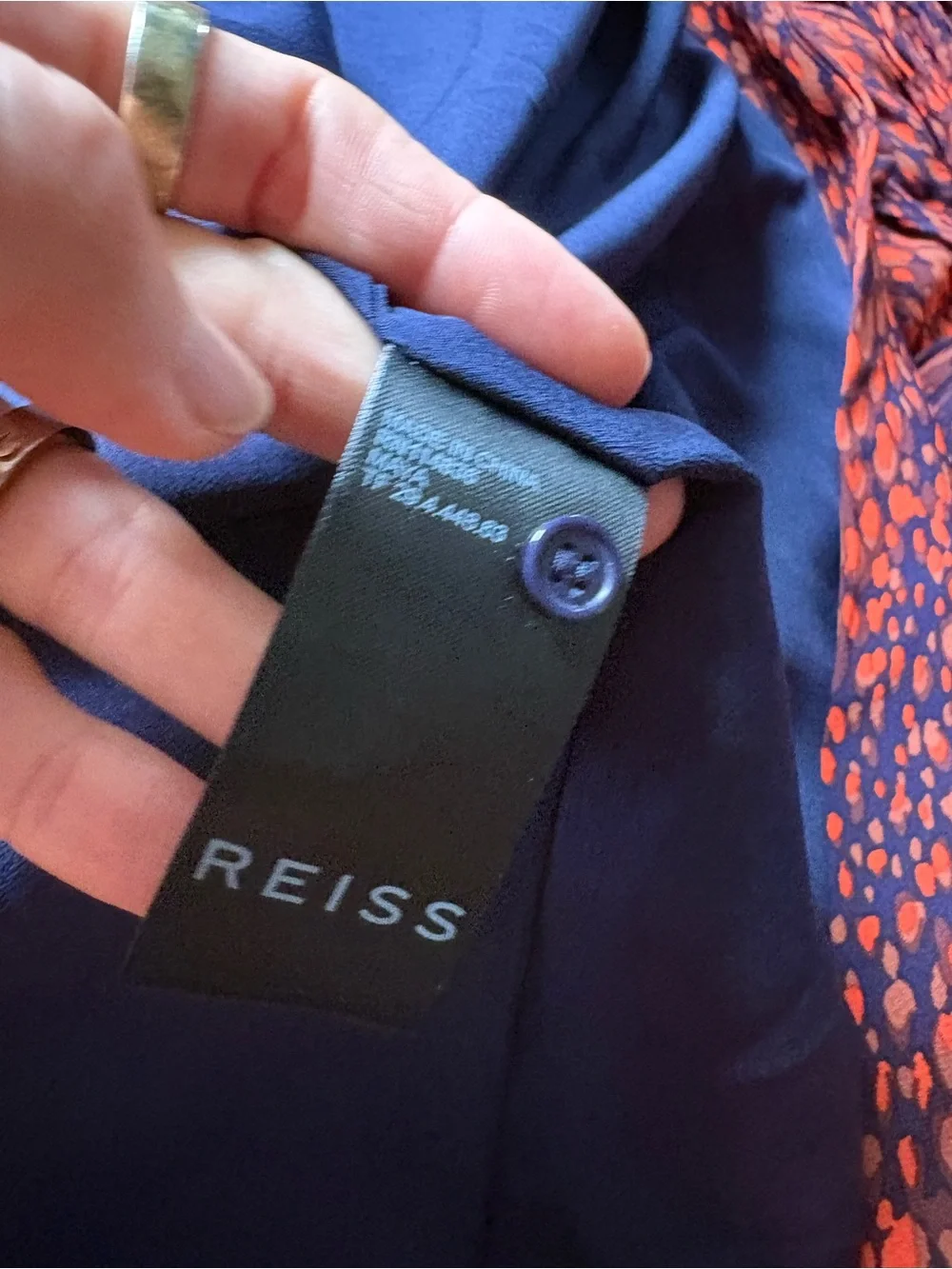 Reiss Sz 2 Maya Red Blue Printed Abstract Tie Waist Midi Dress - Picture 13 of 14